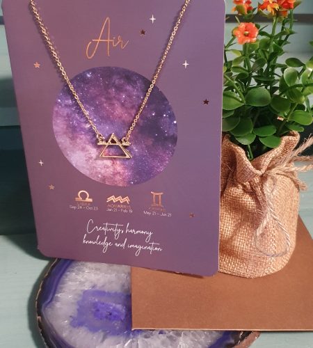 Air Element Zodiac Necklace with card